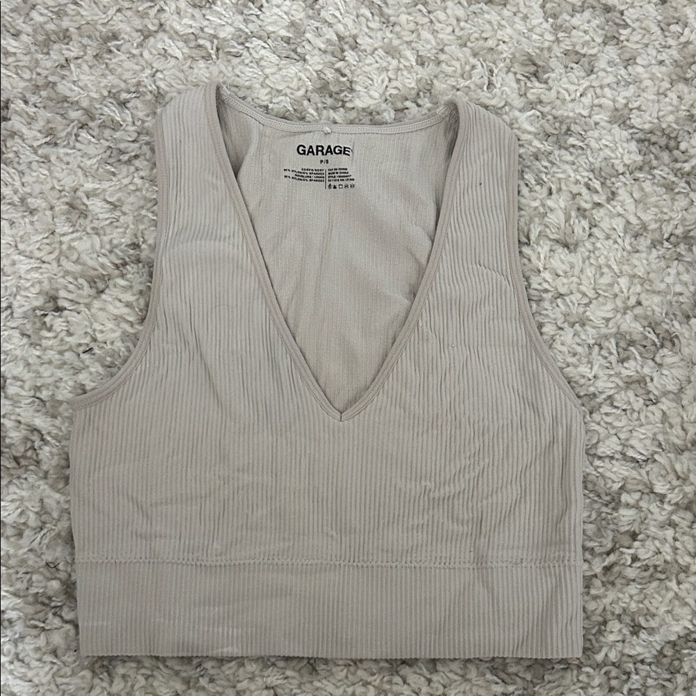 Garage Women's Light Beige Ribbed Tank Top
